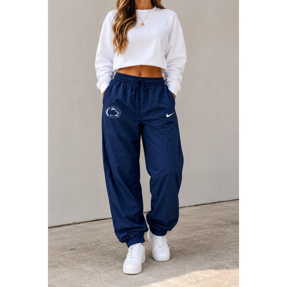 Nike Pants - Nike Penn State Nittany Lions Wind Pants Womens L Blue Track Joggers